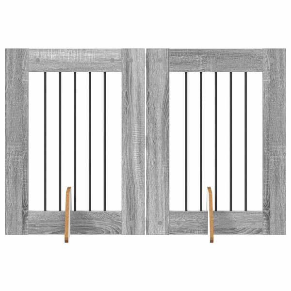 Hundgrind med ställningar 2 pcs Grå sonoma-ek 60 x 80 cm
