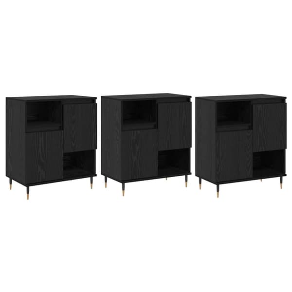 Skåp 3 pcs Svart Ek
