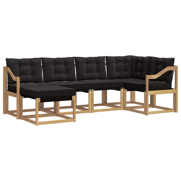 Utomhussoffset med kudde 6 pcs Vit och svart