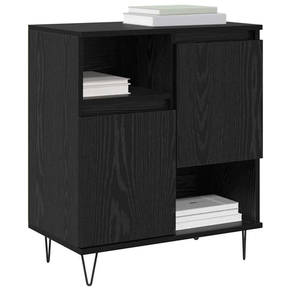 Sideboard 2 pcs Svart Ek 60 x 35 x 70 cm