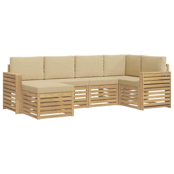 Utomhussoffset 6 pcs Vit och Beige Polyester