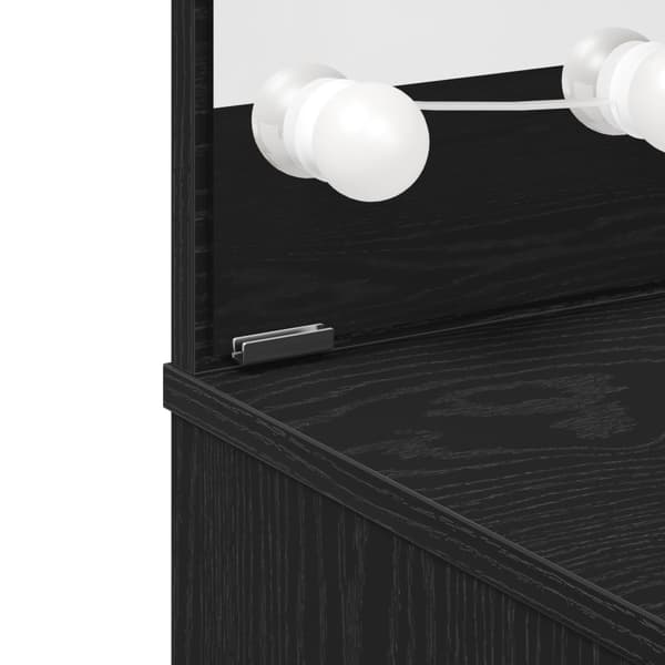 LED Sminkbord Set med låda 2 pcs Svart Ek Konstruerat trä