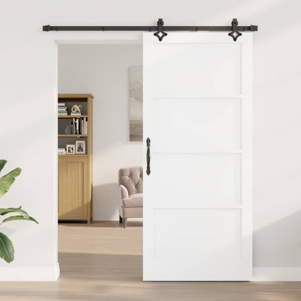 Skjutdörr 93 x 211 cm Konstruerat trä Vit och svart