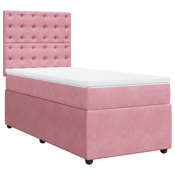 Ramsäng med madrass rosa 90x200 cm sammet