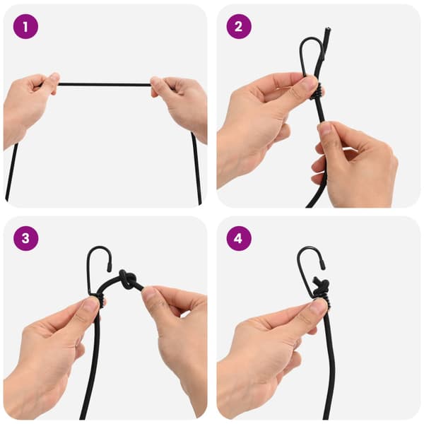 Bungee-rep med krokar 6 mm Svart PP och gummi