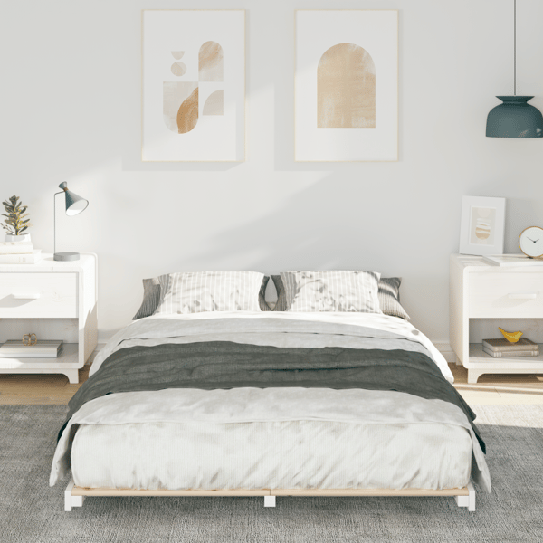 Sängram Vit 120 x 190 cm Massiv furu