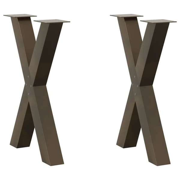 Matbordsben X-formade 2 st naturstål 60x(72-73) cm stål