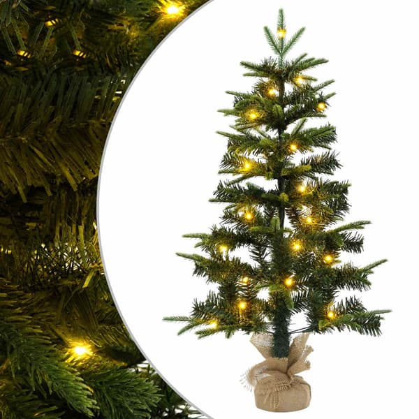 Mini julgran 90 cm 50 LED-lampor Varmvit PVC och PE Grön