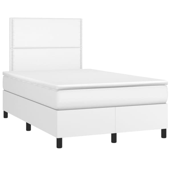 Ramsäng med madrass vit 120x190 cm konstläder