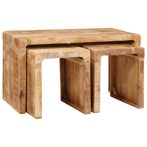 Nestingbord 3 st Brun 82 x 40 x 46 cm Massivt mangoträ