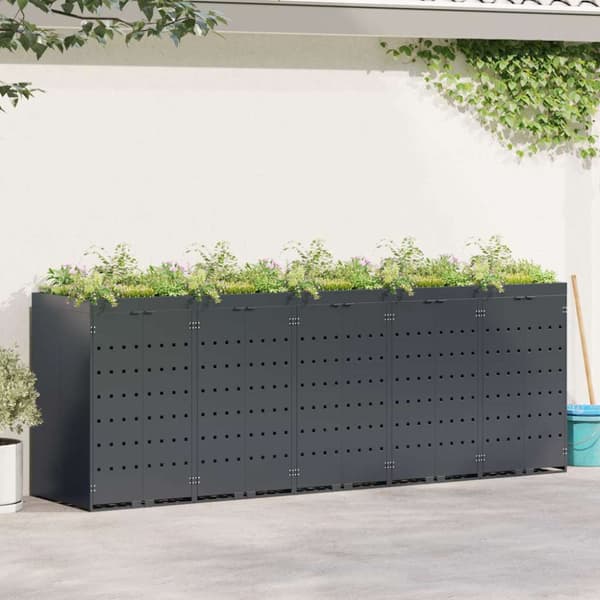 Förvaring för 5 soptunnor Antracit 340 x 77,5 x 121,5 cm