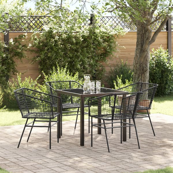 Trädgårdsmöbelset 5 pcs Svart konstrotting