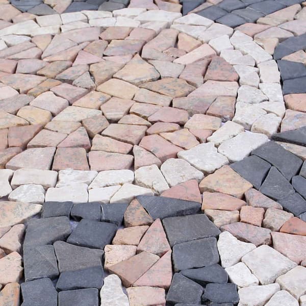 Mosaic Tiles Sun Pattern Flerfärgsdesign 120 x 120 cm Marmor