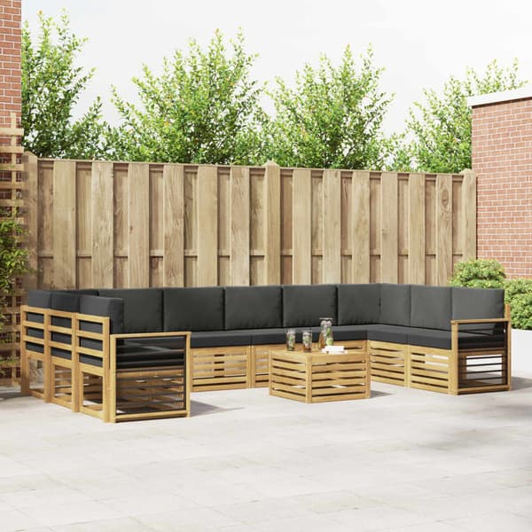 Utomhussoffset 8 pcs Vit och Antracit 59 x 59 x 37 cm Polyester