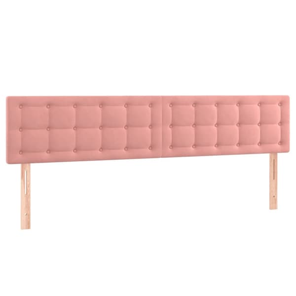 Ramsäng med madrass & LED rosa 160x200 cm sammet
