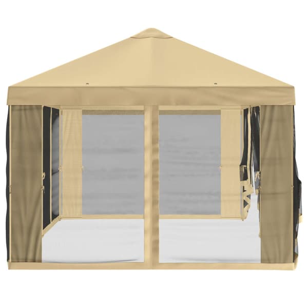 Gazebo-tak med sidoväggar 6 x 3 m Gräddvit Polyester 190 gsm