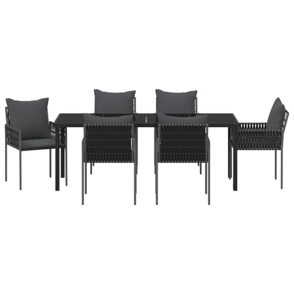 Trädgårdsmöbelset 7 pcs Svart och Grå PE Rattan
