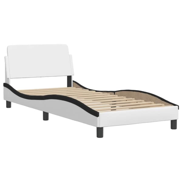 Bed Frame "Dover" White&Black 90x200 cm Faux Leather