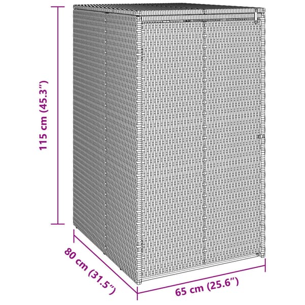 Avfallshink Box Svart 65 x 80 x 115 cm polyeten