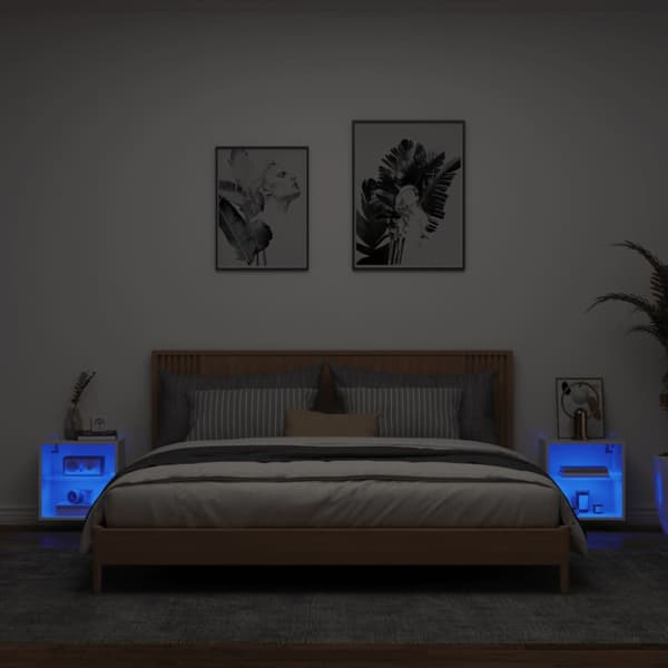 Väggmonterade sängbord LED-lampor 2 st vit