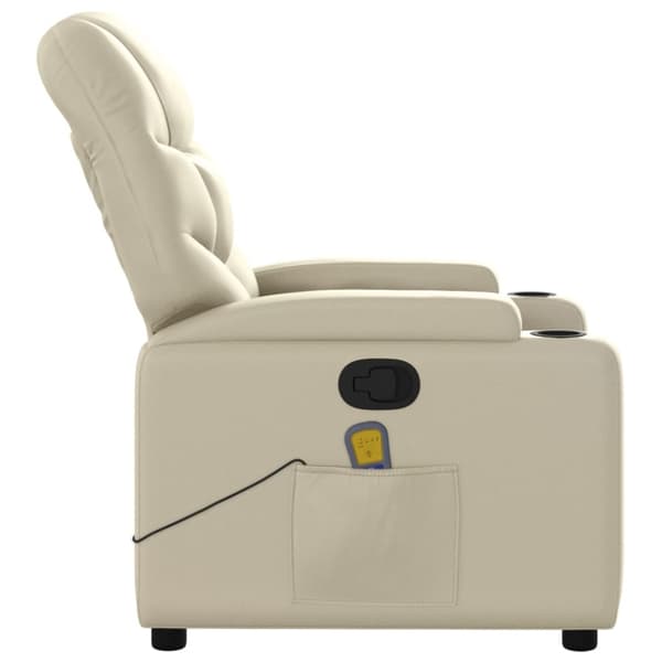 Massagefåtölj gräddvit konstläder
