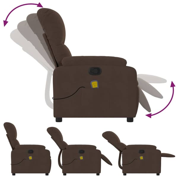 Massagefåtölj brun mikrofibertyg