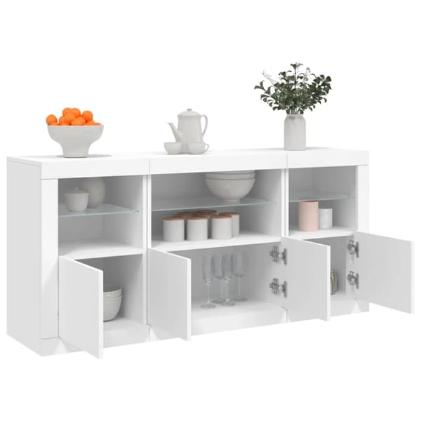 Skänk med LED-belysning vit 142,5x37x67 cm