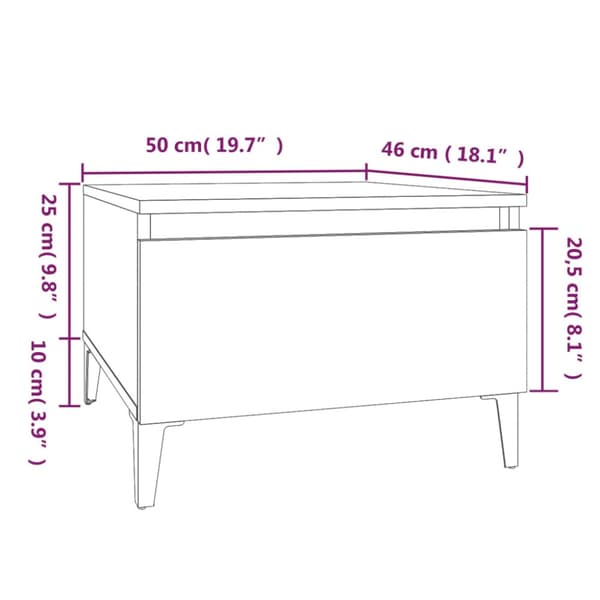 Soffbord rökfärgad ek 50x46x35 cm konstruerat trä
