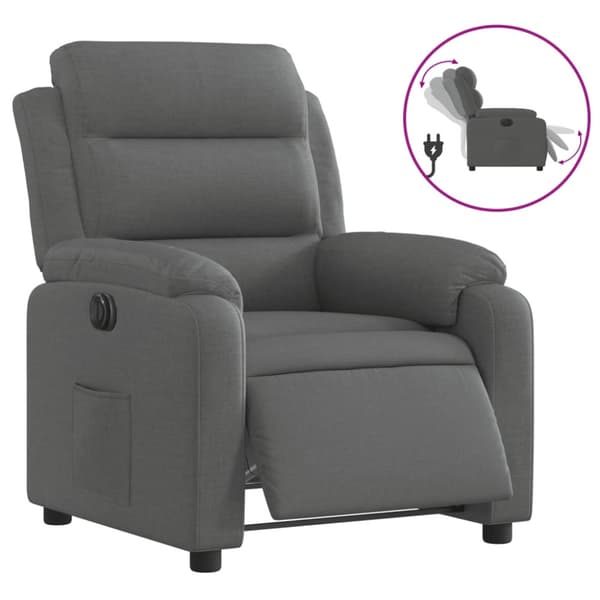 Elektrisk reclinerfåtölj mörkgrå tyg