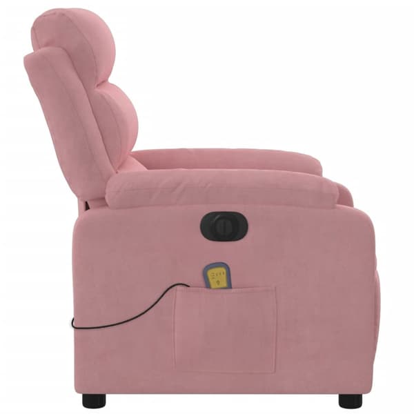 Elektrisk massagefåtölj rosa sammet