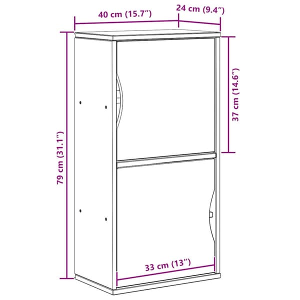 Sidoskåp ODDA vit 40x24x79 cm massivt trä furu