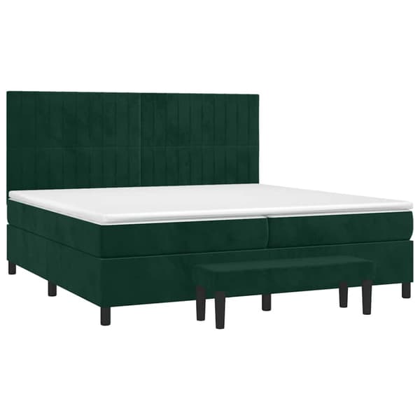 Ramsäng med madrass mörkgrön 200x200 cm sammet