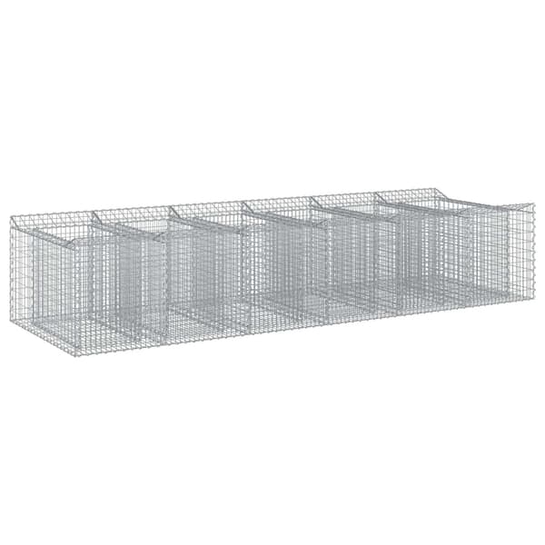 Gabion upphöjd säng 2 pcs Silver
