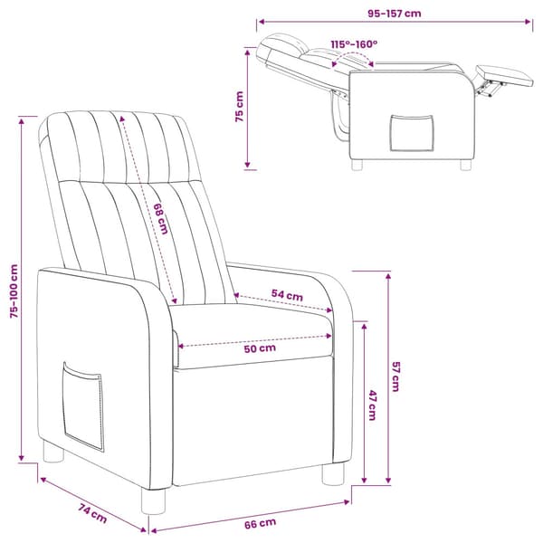 Recliner Svart Sammet (V)