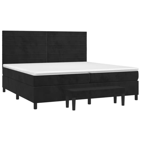Ramsäng med madrass svart 200x200 cm sammet