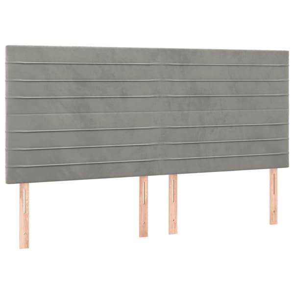 Sänggavel LED ljusgrå 160x5x118/128 cm sammet