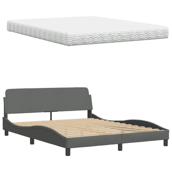 Bed with Mattress Dark Grey 160x200 cm Fabric