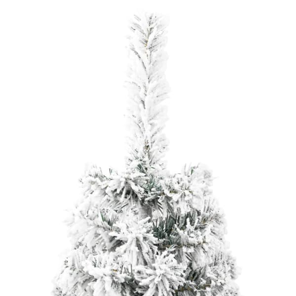 Smal halv plastgran med snö 150 cm