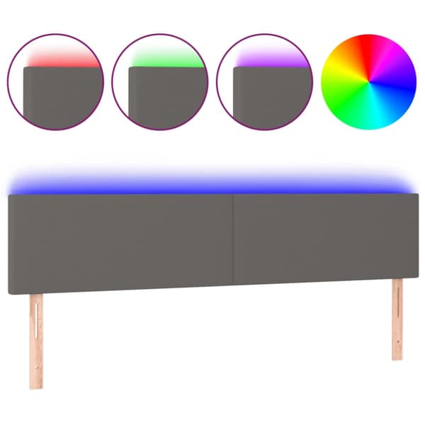 Sänggavel LED grå 200x5x78/88 cm konstläder