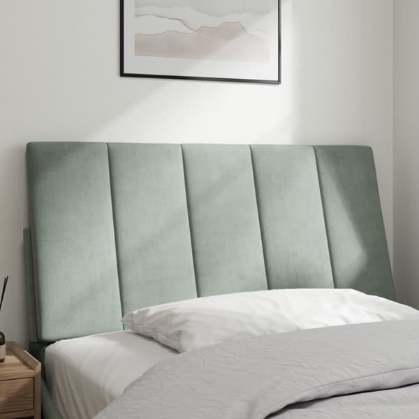 Headboard Cushion "Hanko" Light Grey 100 cm Velvet