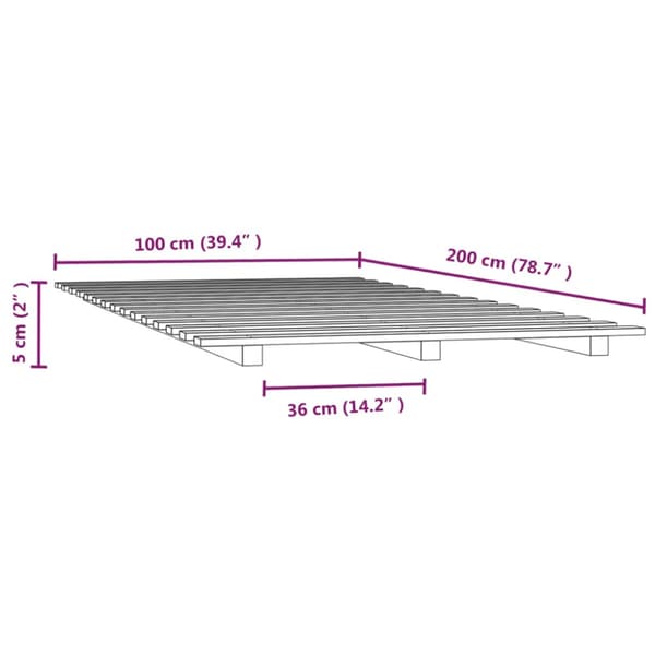 Sängram vit 100x200 cm massiv furu