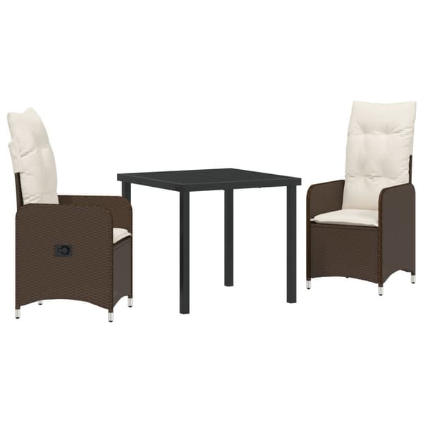 Trädgårdsmöbelset 3 pcs Brun konstrotting