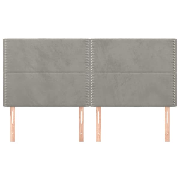 Sänggavel ljusgrå 200x5x118/128 cm sammet