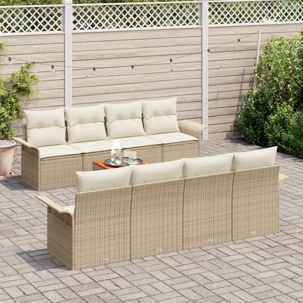 Trädgårdsoffset 9 pcs Beige och gräddfärgad konstrotting