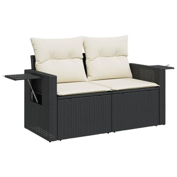 Loungegrupp med dynor 6 delar svart konstrotting