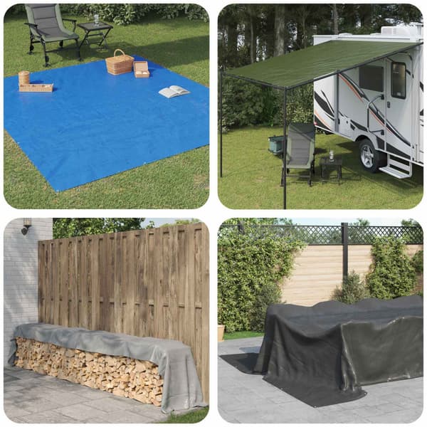 Tarpaulin med öglor Blå 4 x 8 m 90 gsm PE