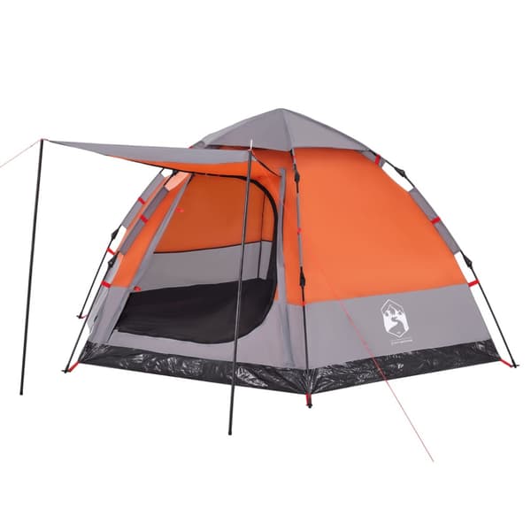 Campingtält 4 personer grå och orange snabbrest