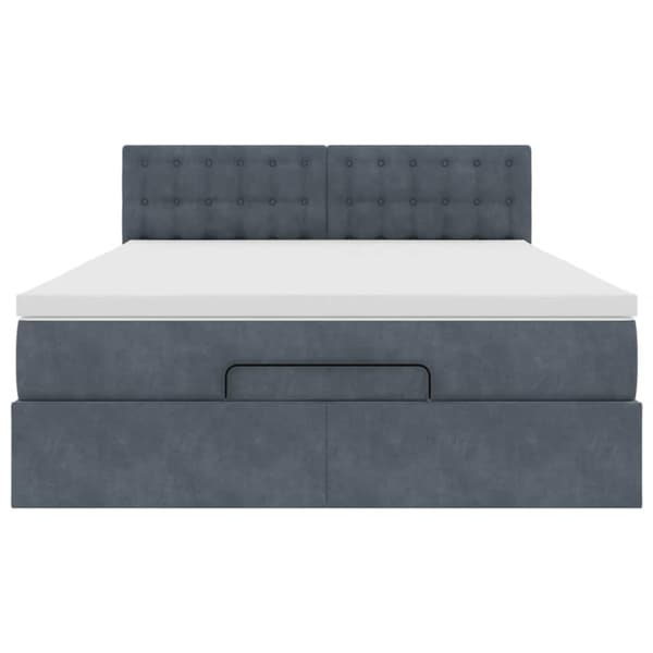 Ottoman sängram med madrass mörkgrå 140x190 cm sammet