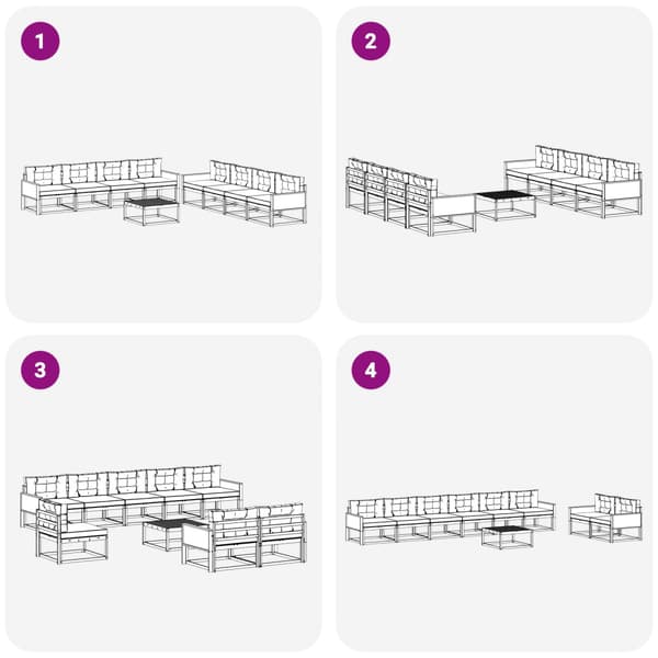 Utomhussoffset med kudde 9 pcs Naturlig och Ljusgrå