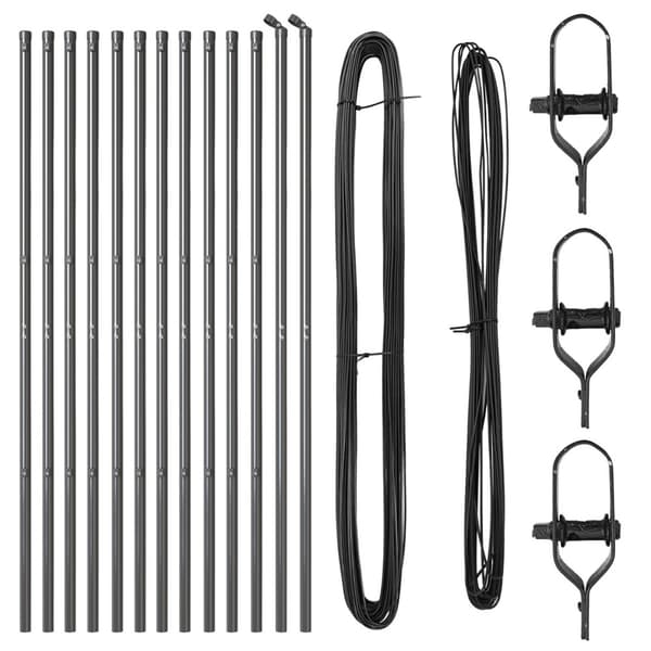 Stängselstolpe 13 pcs Grå Stål